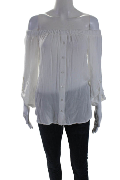 Bella Dahl Womens Long Sleeves Off The Shoulder Blouse White Size Medium