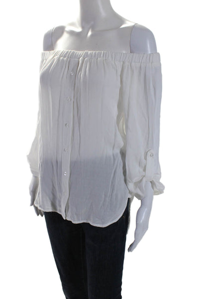 Bella Dahl Womens Long Sleeves Off The Shoulder Blouse White Size Medium