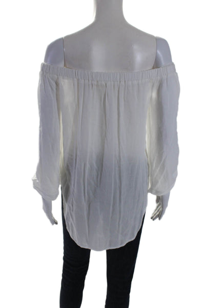 Bella Dahl Womens Long Sleeves Off The Shoulder Blouse White Size Medium