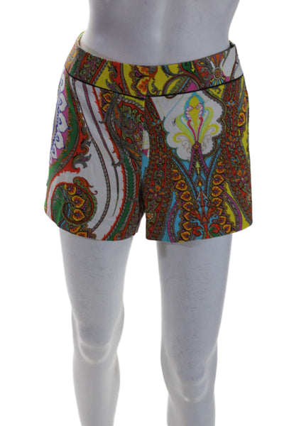 Trina Turk Womens Cotton Multicolor Paisley High Rise Mini Shorts Size 8