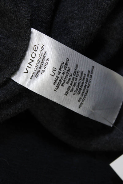 Vince Mens Long Sleeve Scoop Neck Sweatshirt Dark Gray Cotton Size Large