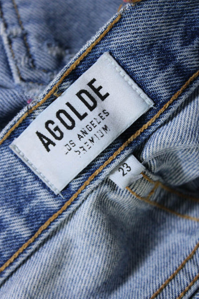 Agolde Womens Cotton Denim Distressed 5 Pocket High-Rise Jeans Blue Size 23