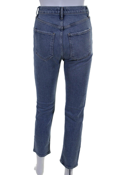 Agolde Womens Cotton Distressed Button Fly High-Rise Skinny Jeans Blue Size 24