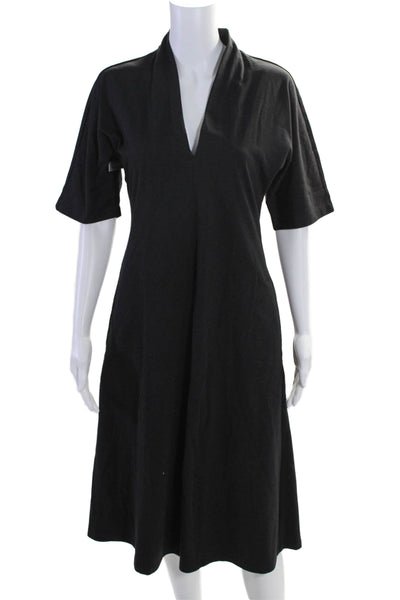 Velvet by Graham & Spencer Womens Short Sleeve V Neck Long Dress Black XS