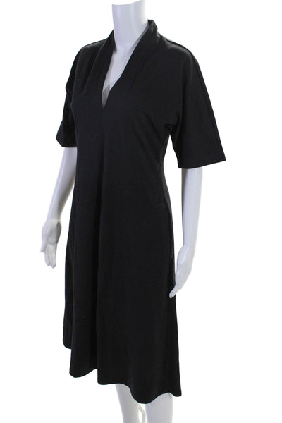 Velvet by Graham & Spencer Womens Short Sleeve V Neck Long Dress Black XS