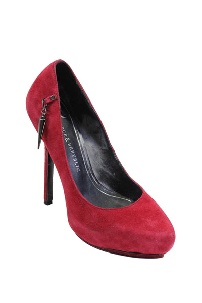 Rock & Republic Women's Pointed Toe Suede Platform Stiletto Shoes Red Size 36.5