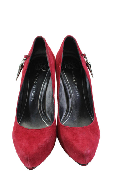 Rock & Republic Women's Pointed Toe Suede Platform Stiletto Shoes Red Size 36.5