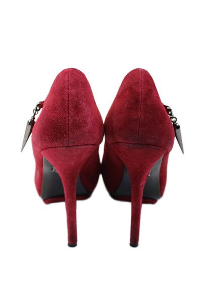 Rock & Republic Women's Pointed Toe Suede Platform Stiletto Shoes Red Size 36.5