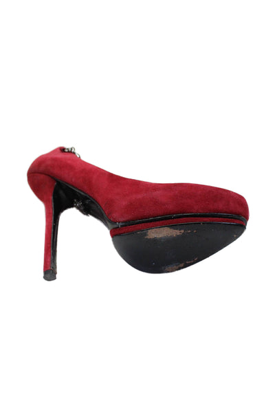 Rock & Republic Women's Pointed Toe Suede Platform Stiletto Shoes Red Size 36.5