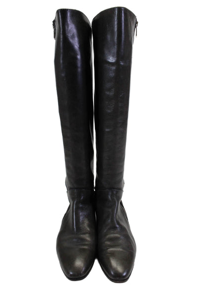 Alberto Fermani Women's Round Toe Flat Leather Knee High Boots Brown Size 6.5