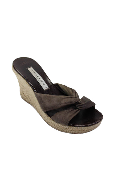 Stubbs & Wootton Women's Open Toe Straps Slip-On Espadrille Sandals Brown Size 6