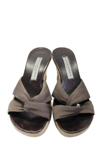 Stubbs & Wootton Women's Open Toe Straps Slip-On Espadrille Sandals Brown Size 6