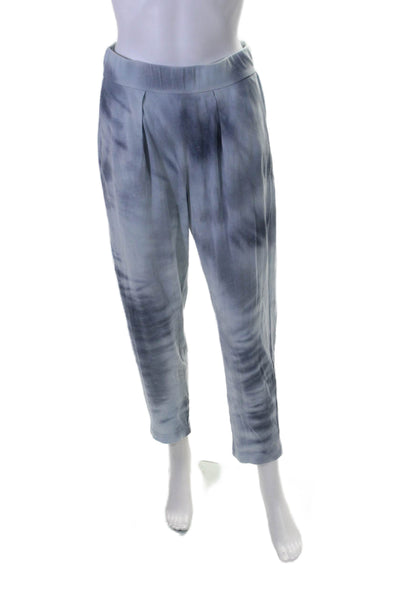 Raquel Allegra Basic Womens Tie Dye Short Sleeves Tee Shirt Pant Set Blue Size 1