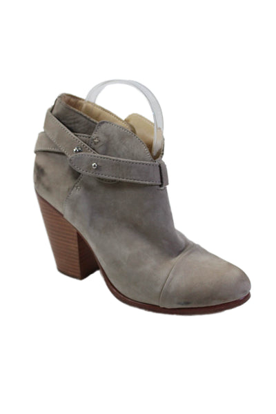 Rag & Bone Women's Round Toe Suede Block Heels Ankle Boot Beige Size 38.5