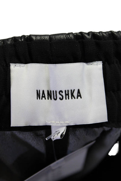 Nanushka Womens Faux Leather Elastic Waist Bermuda Shorts Black Size M