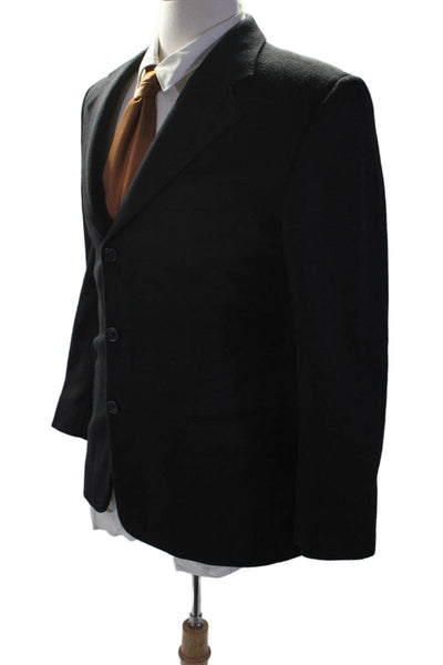 Stefano Mori Mens Cashmere Single Breasted Suit Blazer Black Size 48