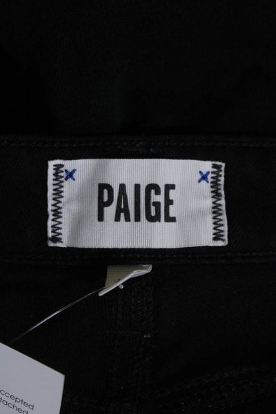 Paige Womens Zip Front Five Pocket Tapered Leg Skinny Jeans Black Size 30