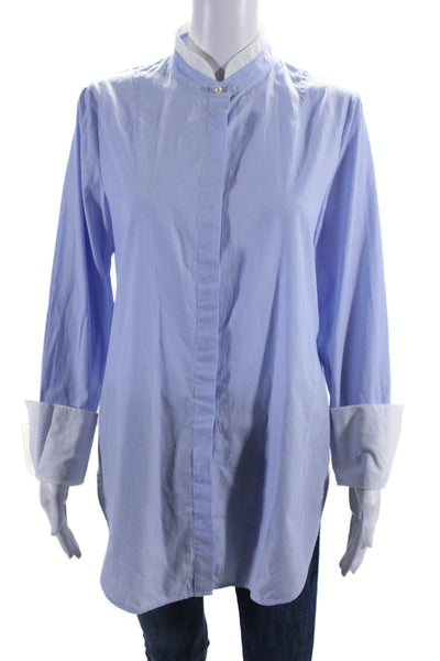 Rag & Bone Womens Button Front Long Sleeve Striped Shirt Blue White Size Medium