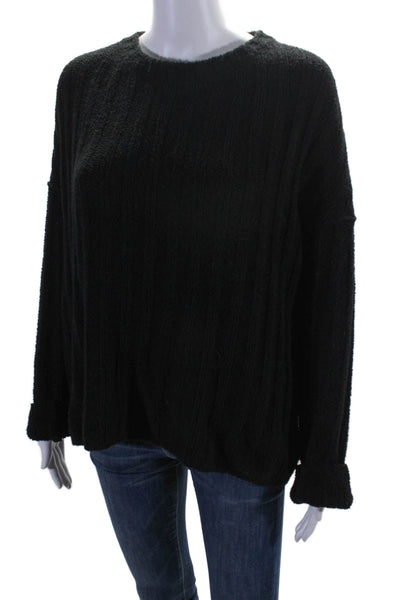 ATM Women's Round Neck Long Sleeves Pullover Sweater Black Size S