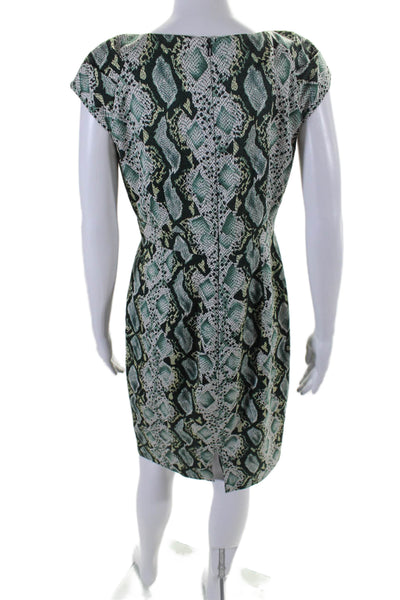 Kay Unger Women's V-Neck Sleeveless Ruffle Mini Dress Snake Print Size 4