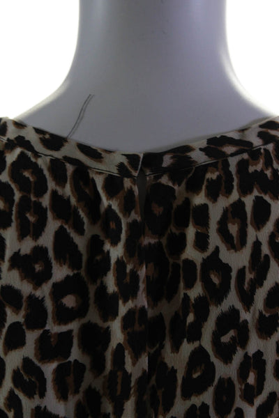 Equipment Femme Womens Silk Animal Print Dress Shirt Beige Black Size Medium