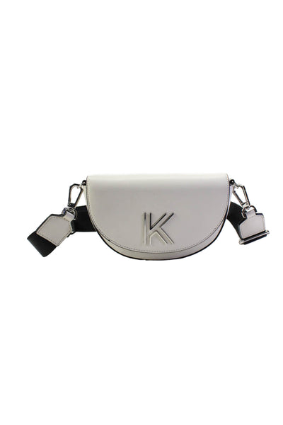 Kendall + Kylie Womens Vegan Leather Snap Closure Shoulder Bag Beige