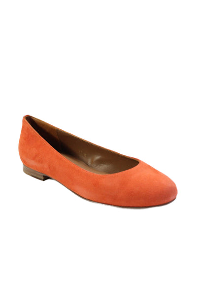 Margaux Womens Suede Round Toe Slip On Ballet Flats Orange Size 37 7