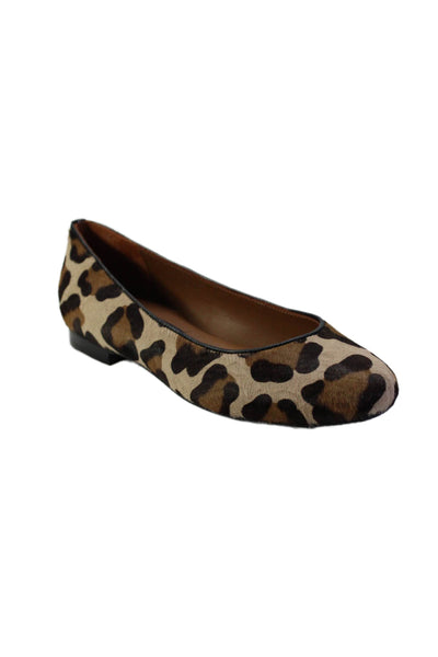 Margaux Womens Animal Print Round Toe Slip On Ballet Flats Beige Size 35 5