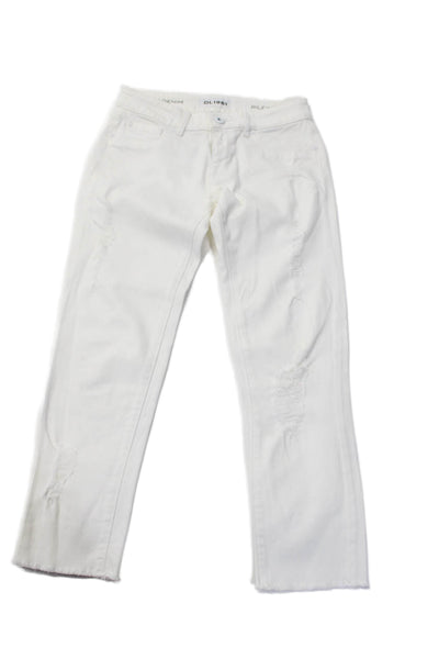 DL1961 Women's Midrise Five Pockets Distress Skinny Jean Pants White Size 23