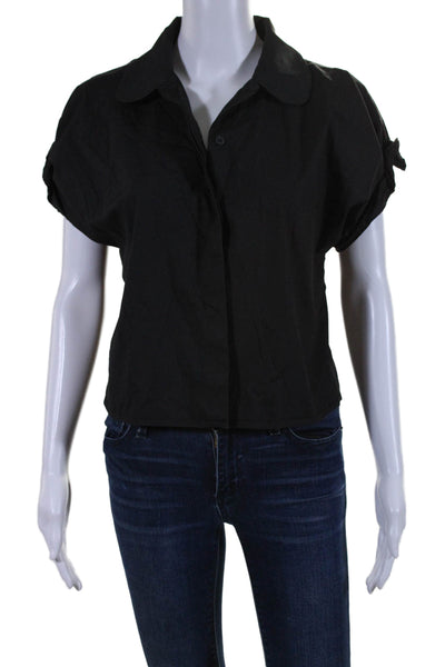 COS Womens Cotton Black Collar Short Sleeve Button Down Blouse Top Size 6