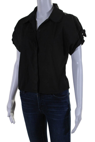 COS Womens Cotton Black Collar Short Sleeve Button Down Blouse Top Size 6