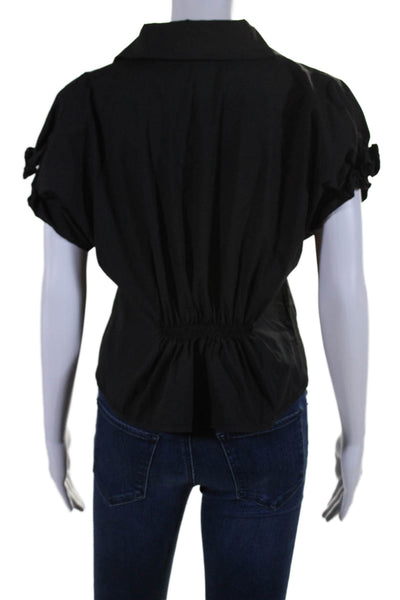 COS Womens Cotton Black Collar Short Sleeve Button Down Blouse Top Size 6