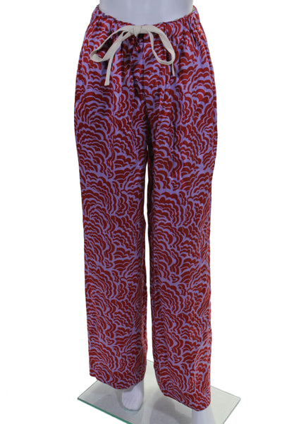 A.L.C. Womens Abstract Print Two Pocket High-Rise Wide Leg Pants Purple Size 0