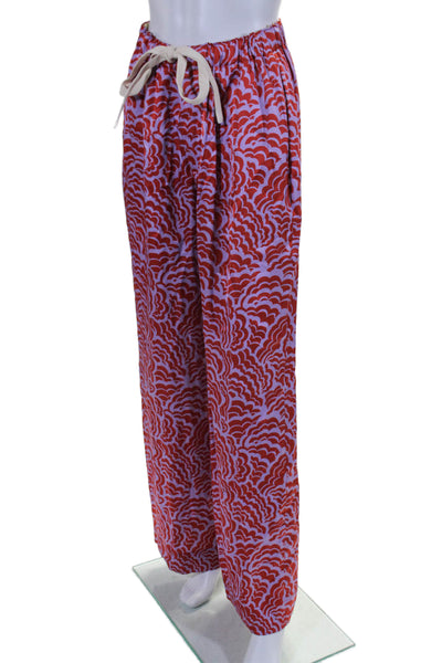 A.L.C. Womens Abstract Print Two Pocket High-Rise Wide Leg Pants Purple Size 0