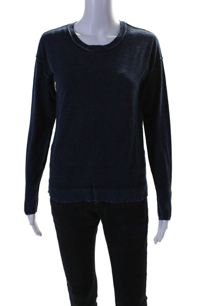 Autumn Cashmere Womens Scoop Neck Cashmere Sweatshirt Navy Size Small