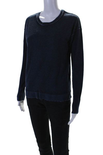 Autumn Cashmere Womens Scoop Neck Cashmere Sweatshirt Navy Size Small