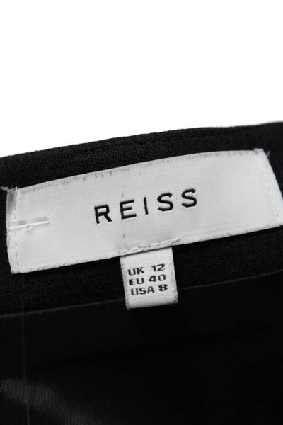 Reiss Womens Back Zip Side Slit Straight Pencil Skirt Wool Black Size 8