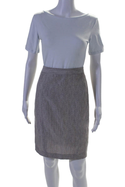 Reiss Womens Back Zip Straight Woven Knee Length Skirt Beige Size 10