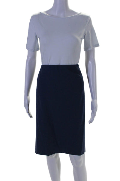 Lafayette 148 New York Womens Side Zip Straight Skirt Blue Size 22W