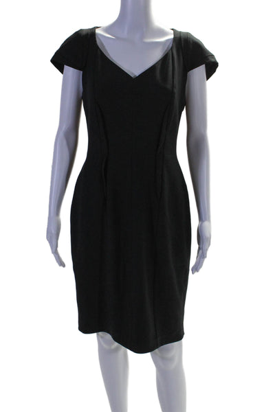 Reiss Womens Sleeveless V Neck Back Zip Side Slit Long Dress Black Size 8