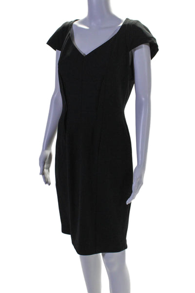 Reiss Womens Sleeveless V Neck Back Zip Side Slit Long Dress Black Size 8