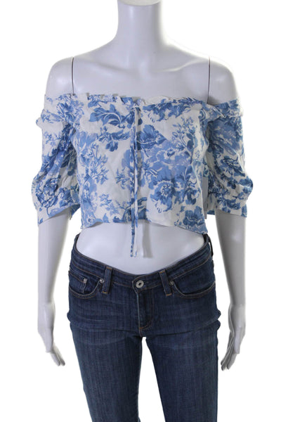 Reformation Women's Square Neck Short Sleeves Smocked Floral Blouse Size 12