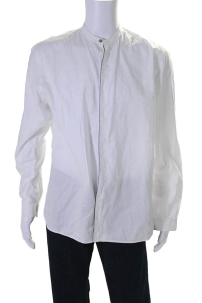 The Kooples Men's Round Neck Long Sleeves Button Down Shirt White Size XL