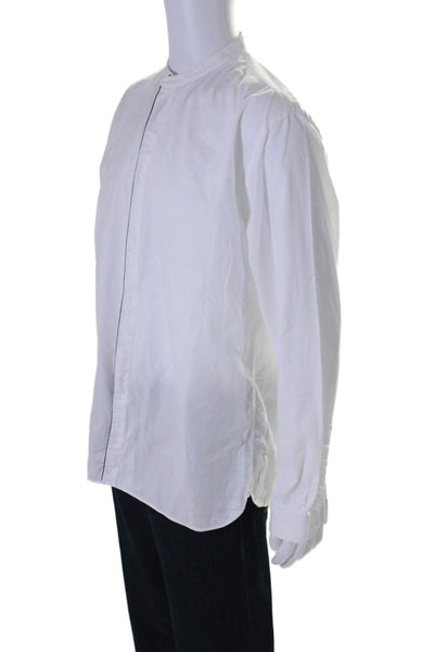 The Kooples Men's Round Neck Long Sleeves Button Down Shirt White Size XL