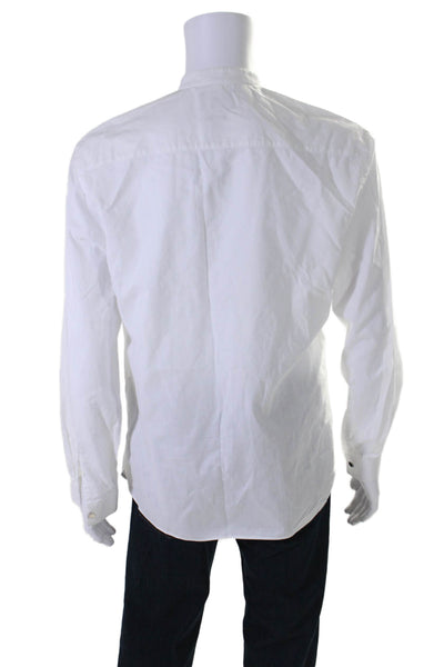 The Kooples Men's Round Neck Long Sleeves Button Down Shirt White Size XL