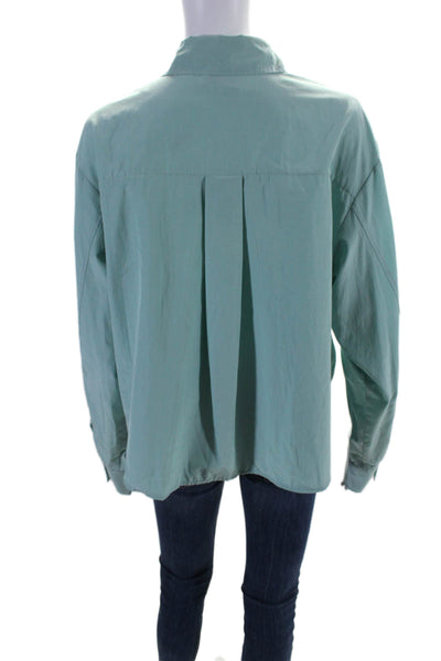 Forte Forte Womens Collared Long Sleeve Button Up Blouse Top Blue Size L