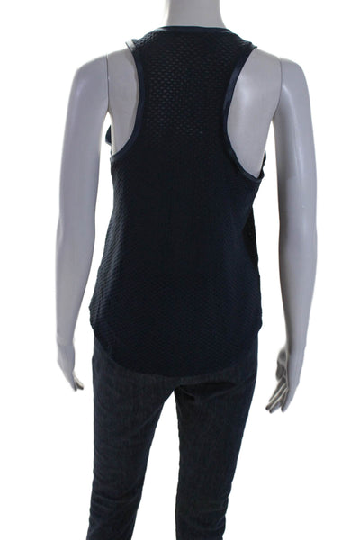 Koral Womens Round Neck Mesh Textured Sleeveless Pullover Tank Top Navy Size S