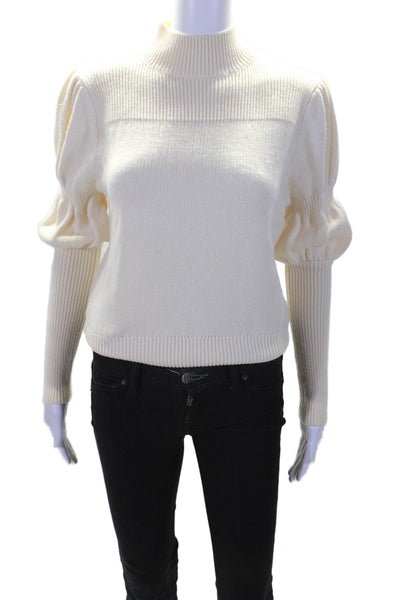 10 Crosby Derek Lam Womens Turtleneck Sweater White Wool Size Extra Small