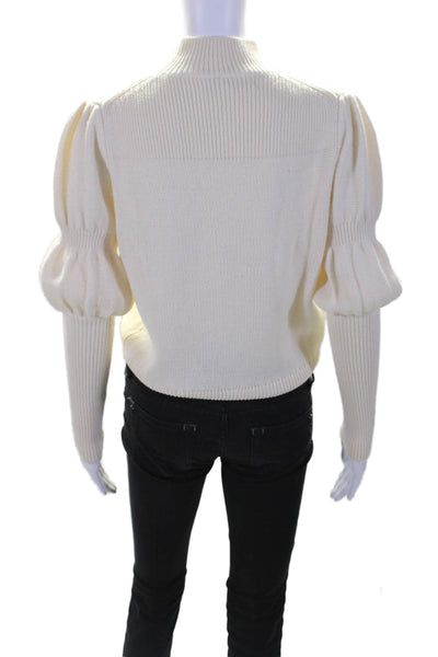 10 Crosby Derek Lam Womens Turtleneck Sweater White Wool Size Extra Small