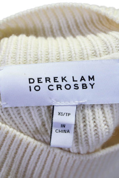 10 Crosby Derek Lam Womens Turtleneck Sweater White Wool Size Extra Small